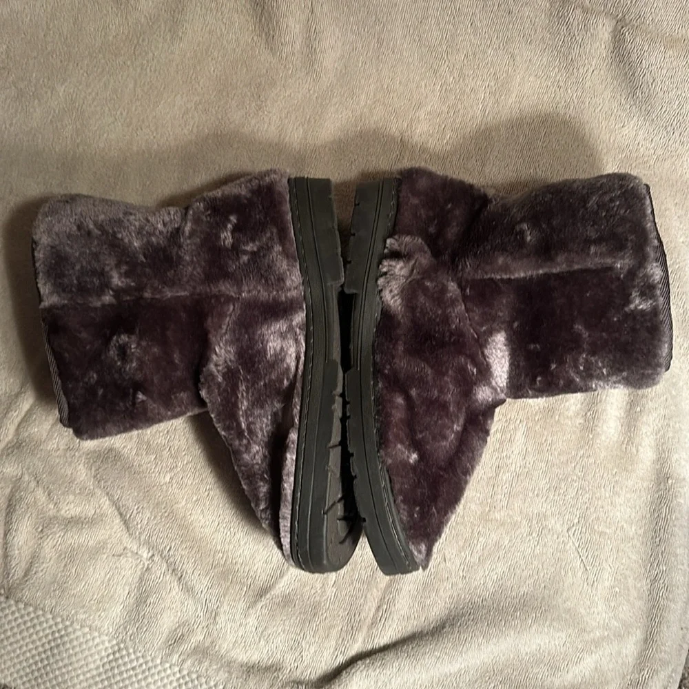 Gray fuzzy slipper boots XL/W 11 NWOT Unbranded - Picture 2 of 7